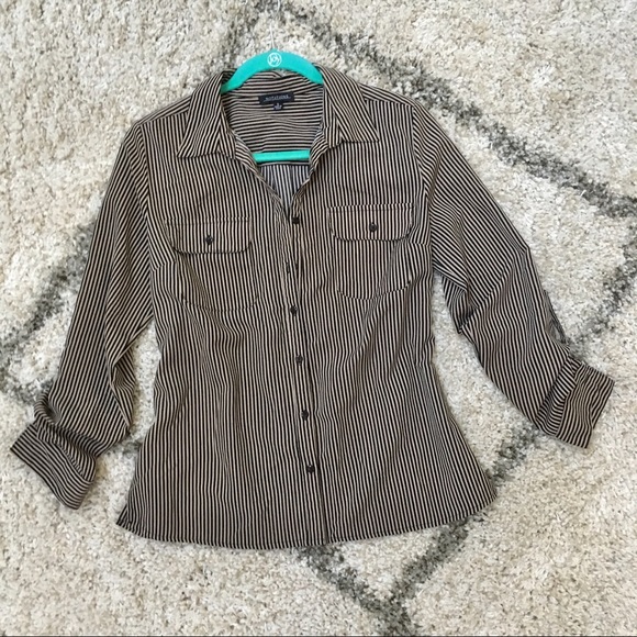 Notations Black and Tan button blouse size S - Picture 4 of 6